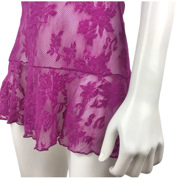 Victoria's Secret Floral Lace Plunge Lingerie Women Extra Small Purple - Picture 4 of 6